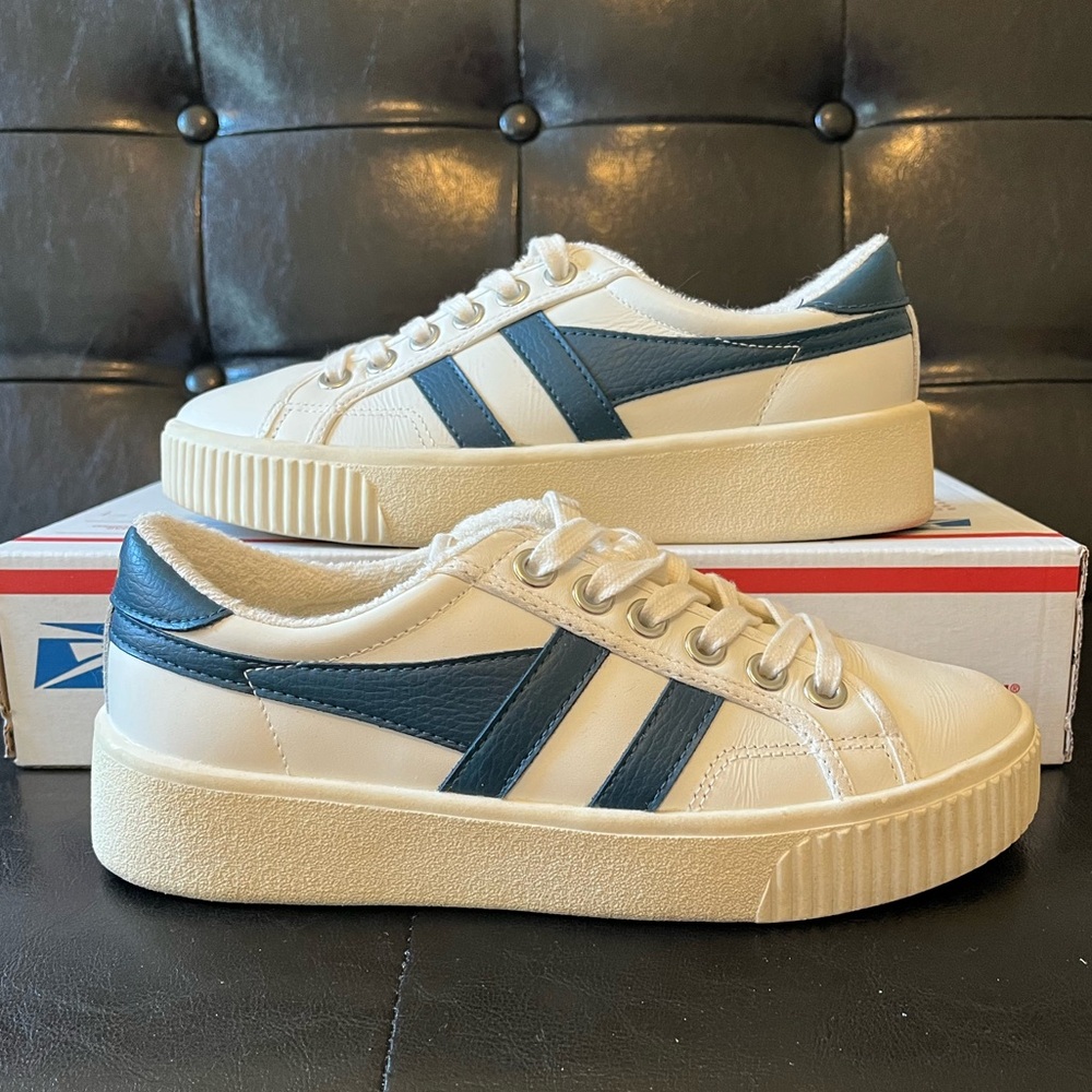 Women’s Gola Classics Baseline Mark Cox Leather ‘White Vintage Blue’